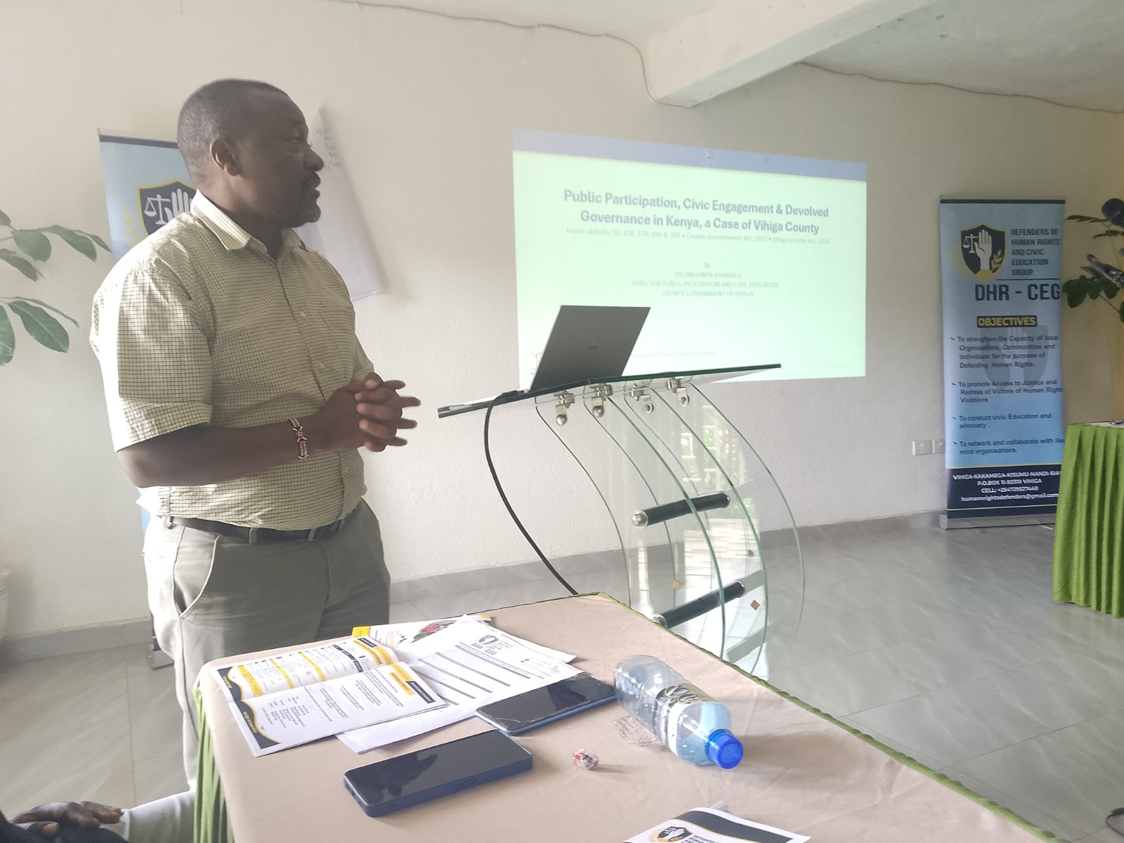 Mr. John Ongonda, County facilitator, at the 1st Cohort of Educator's Training